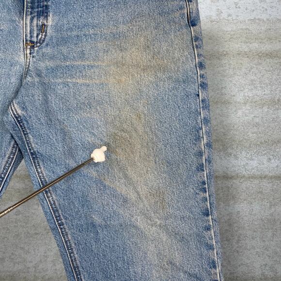 Vintage Carhartt Jeans Relaxed Fit Light Wash Work Wear Denim Leather Logo 90s - Picture 10 of 11